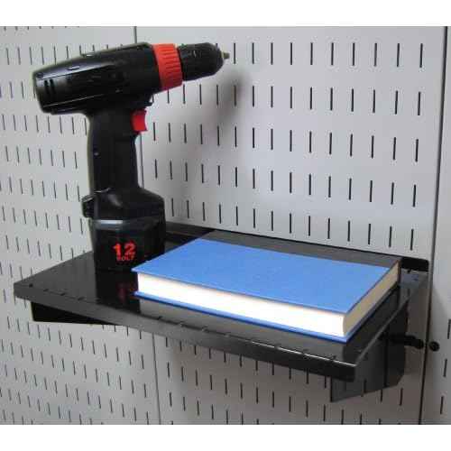 Wall Control Shelf 9in Deep Pegboard Shelf Assembly Only for use Brand Slotted Pegboard - Black
