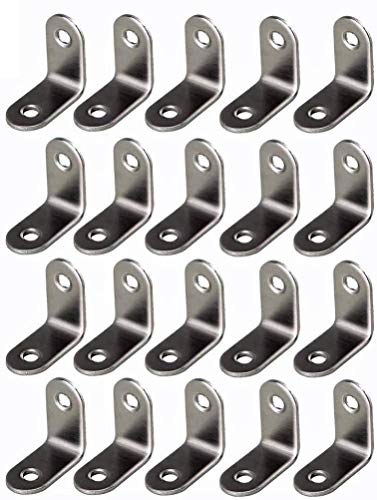 20 Pack Zinc Plated Steel Corner Brackets for Picture Frame Reinforcement & Canvas Mounting - 1/2 x 1/2 Inch