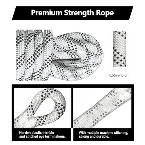 Rope Harness Safety Lanyard, 50ft Vertical Roofing Rope with Grab, Fall Protection Lanyard Tree Climbing Line Kit