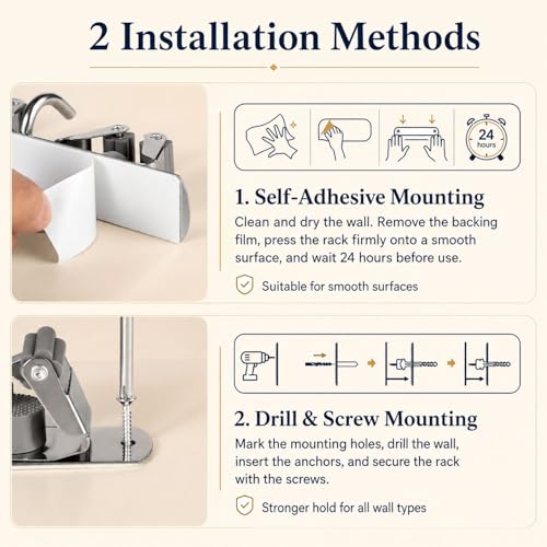 Voze Silver 5 Racks & 4 Hooks Wall Mount Mop & Broom Organizer