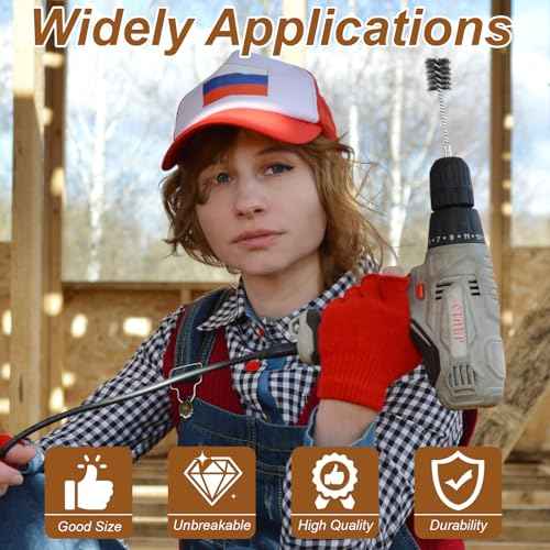 4 PCS Stainless Steel Wire Brushes,Hex Shank Handle Small Wire Brushes,for Drill Ports Tubes Bearings Cleaning Parts Attachments and More,3/8'',1/2'',3/4'',7/8''