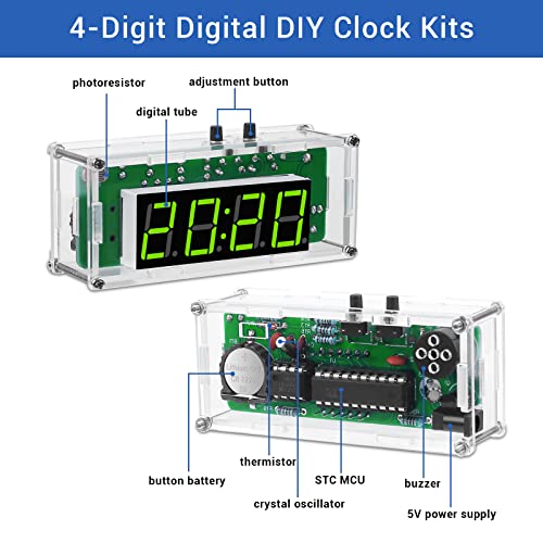 MiOYOOW 4-Digit Multifunctional DIY Digital Clock Kit - Soldering Practice & STEM Project