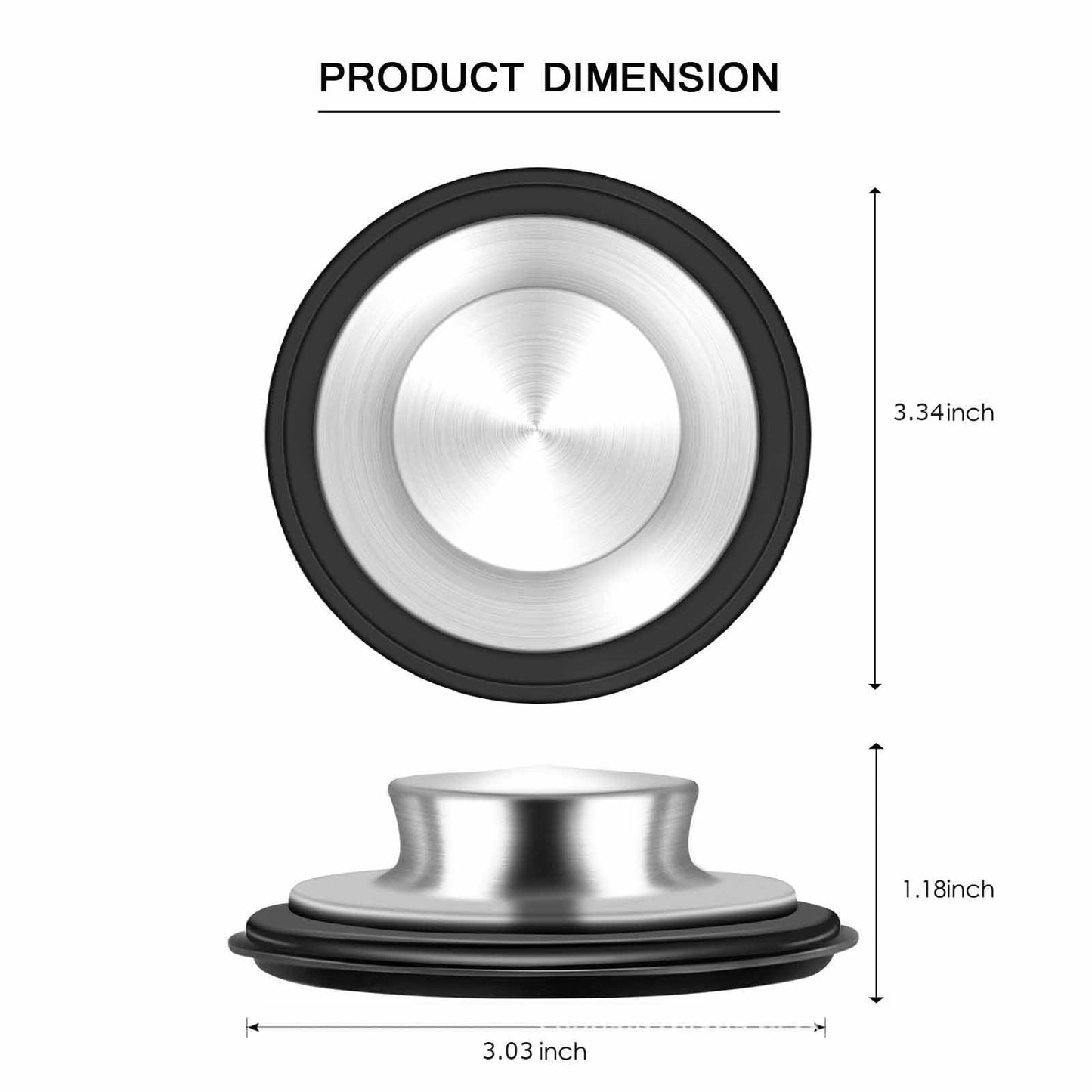 Sink Stopper 3.35 Inch Kitchen Stainless Steel Garbage Disposal Sink Plug for Insinkerator Kitchenaid Waste King Kohler and so on