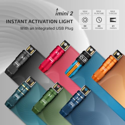 OLIGHT IMINI 2 Rechargeable Mini Keychain Flashlight Dream Blue - Compact, Hands-Free, 50 Lumens