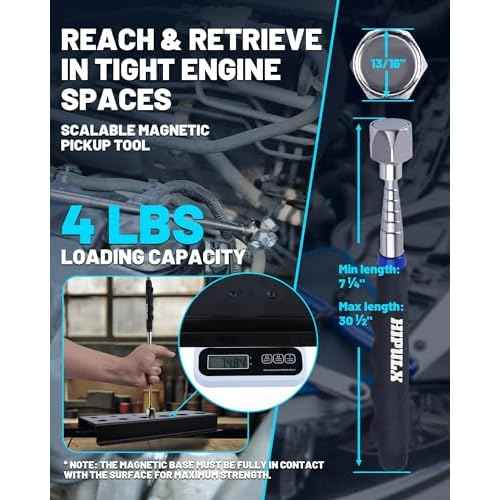 Magnetic Tool Mat Set, 40 LB Tool Pad with Telescoping Magnetic Pickup Tools & Magnetics Wristband, Tools Organizer for Garage, Workshop & Auto Repair