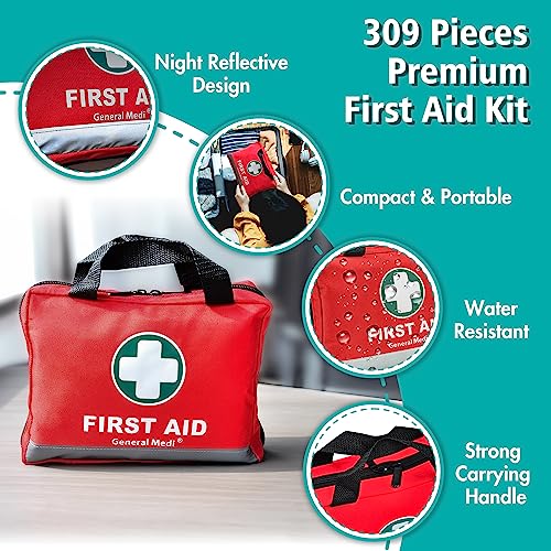 General Medi 309-Piece First Aid Kit Emergency Medical Supplies