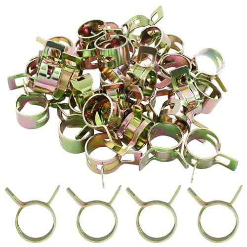 50Pcs Spring Band Clips 1/2" 12mm Air Hose Tube Water Pipe Fuel Hose Line Vacuum Hose Clamp, Fit 12.5-13mm OD (Metallic)