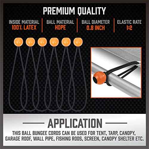 HORUSDY 31-Piece Premium Bungee Cords Assortment Jar, Includes 10¡±,18¡±,24¡±,32¡±,40¡± Bungee Cords, 6¡° Zip Ties, 8¡±Canopy/Tarp Ball Ties and Crocodile Mouth Tarp Clips