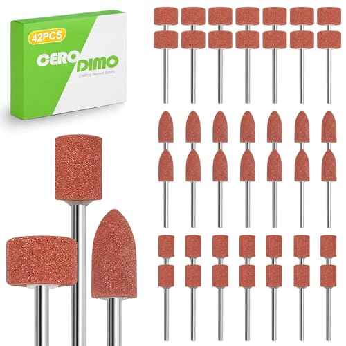 42 Pcs Sanding and Grinding Drill Bit Set, 1/8" Shank Rotary Tool Attachments, Diamond and Aluminium Oxide for Metal, Stone, Ceramic, Glass Polishing, Carving, Rust Removal