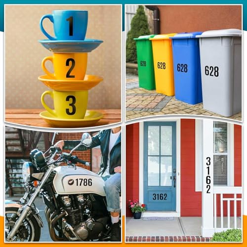YTPZCL Black 4 Inch Vinyl House Number Stickers - Self-Adhesive Outdoor Labels, Waterproof & Durable, 6 Sheets
