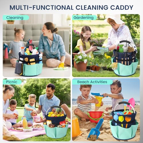 BUVE 17L Cleaning Supply Caddy with Handle – Collapsible Organizer Blue