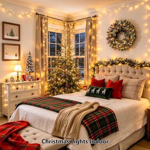 JMEXSUSS Warm White 200 LED Christmas String Lights Indoor & Outdoor