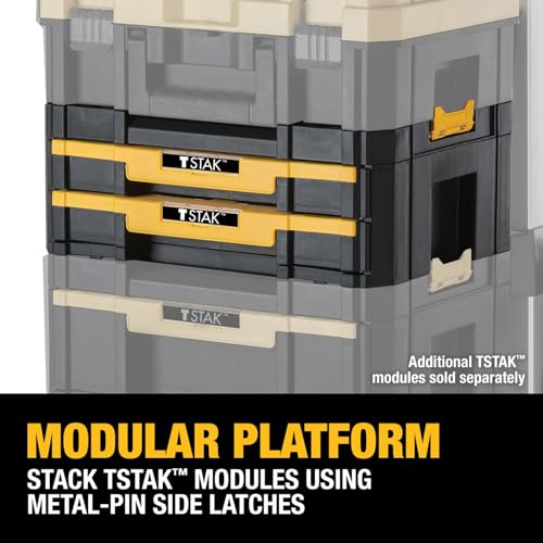 DEWALT TSTAK Tool Storage Organizer with Double Drawers 17.3x12.3x6.9 in, Holds Up to 16.5 lbs