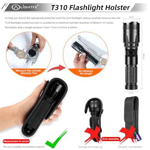 Flashlight Holster Tactical Flashlight Holster Flashlight Holder Molle, Adjustable Telescopic Flashlight Holster