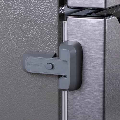 2-Pack Child Proof Fridge Lock with Adhesive - No Tools Required - Refrigerator Lock for Kids - Freezer Latch to Keep Door Closed - for Toddlers, Cats, & Dogs.