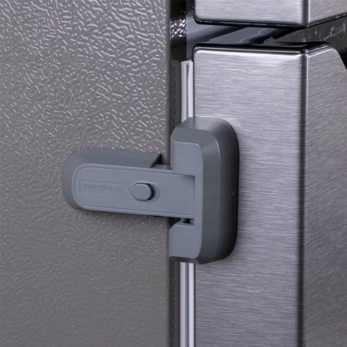 Childproof Refrigerator Lock with Adhesive - No Tools Needed, Auto Lock, 2-Pack
