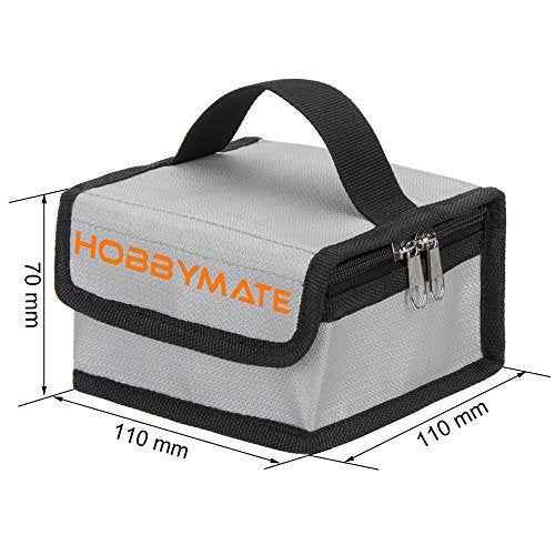 HOBBYMATE Lipo Charging Bag Fireproof, Lipo Battery Safe Bag for Storage & Charging Lipos - Mini Size (110x110x70 mm)