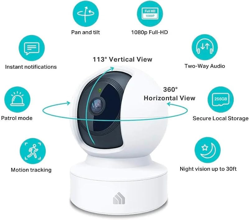 Tapo Kasa 1080p Indoor Pan/Tilt Security Camera - White, Baby & Pet Monitor EC70