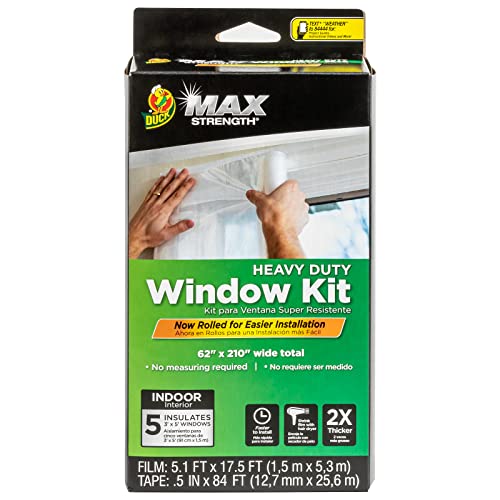 Duck Max Strength Window Insulation Kit 5 Pack - Clear, 62x210 in, Fits Standard Windows