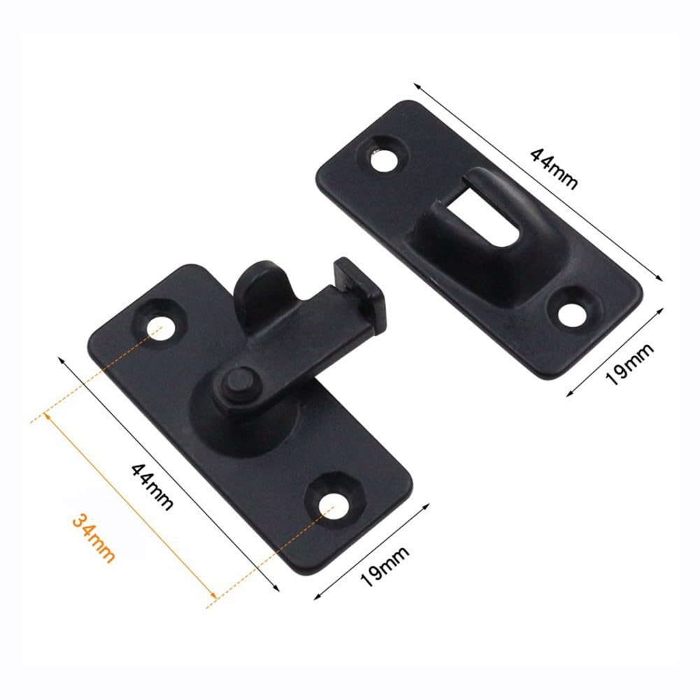 Flip Door Sliding Latch, 90 Degree Stainless Steel Latch, Safety Door Lock, Right Angle Curved Door with Buckle, for Sliding Door, Bathrooms, Cabinets, Drawers