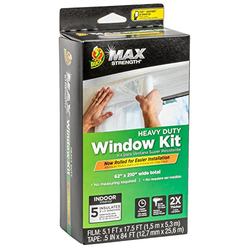 Duck Max Strength Window Insulation Kit 5 Pack - Clear, 62x210 in, Fits Standard Windows