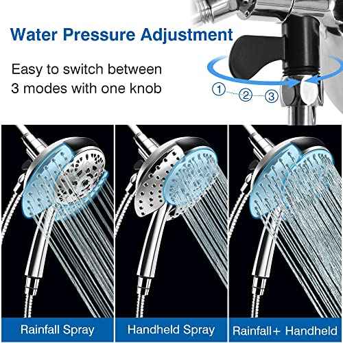 Shower Head with Handheld High Pressure: INAVAMZ Hand Held Shower Head & Rain Shower Head 2-IN-1 Shower Head with 59" Rotatable Stainless Steel Hose, Shower Trim Systems