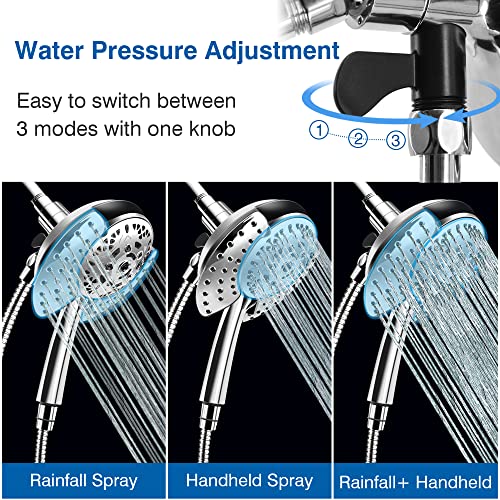 INAVAMZ 2-in-1 High Pressure Shower Head with Handheld, Silver, 1.8 GPM