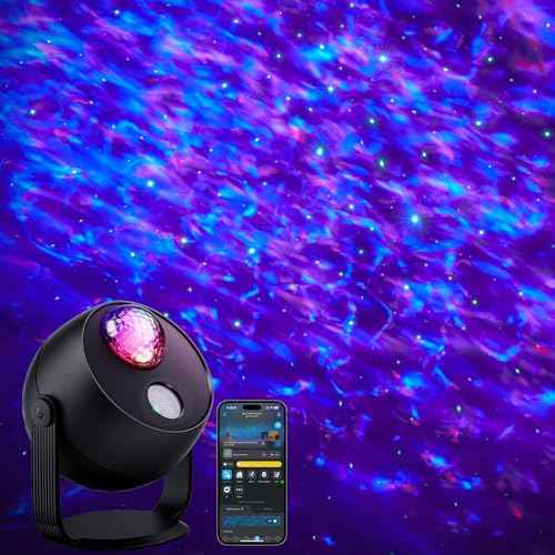 Govee Star Projector Light, Ocean Wave Projector Light with Dynamic Ripple Effects, Works with Matter, 40+ Scene Modes, 18 White Noise Options, LED Night Light for Bedroom (No Power Adapter)