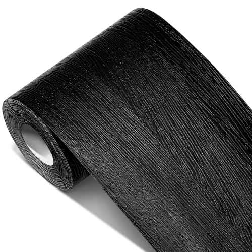 WADILE 3D Black Wood Grain Wallpaper Border Mirror Frame Removable Waterproof, Peel and Stick Wall Paper Border Decor Self Adhesive, Kitchen Bathroom Sticker