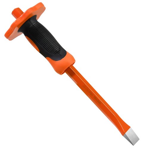 ZUZUAN 12inch Heavy Duty Flat Chisel with Hand Protection,Flat Head,Demolishing/Masonry/Carving/Concrete Breaker Chisels with Bi-Material Hand Guard