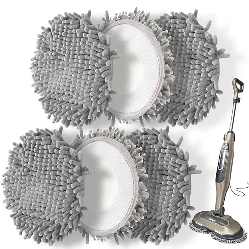 Frescares 6-Pack Grey Steam Mop Pads Replacement for Shark S8201/S7000 Series – 3-in-1 Cleaning Pads