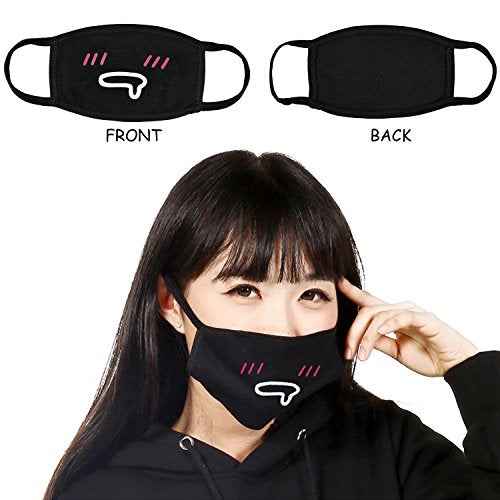 Kawaii Muffle Mask, 5 Pack Anti-Dust Anime Cotton Mouth Mask Cute Kaomoji Face Mask