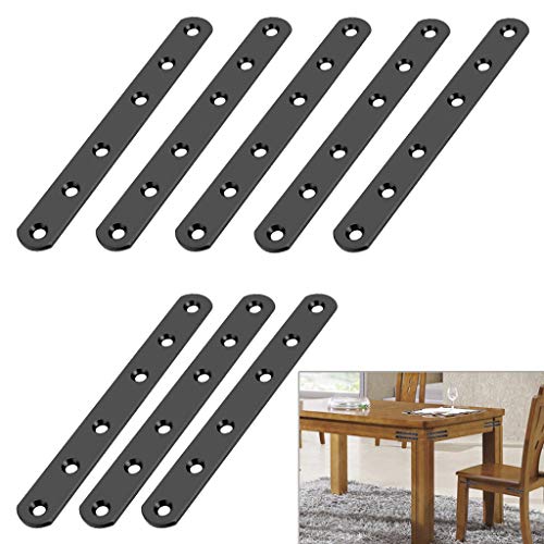Sumnacon 8-Pack 6 Inch Stainless Steel Flat Support Plates for Furniture Repair, Black