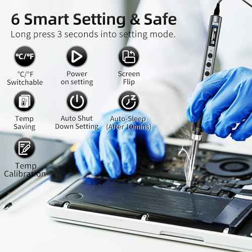 Digital Soldering Iron Kit, Portable Soldering Iron Pen with T12-K Solder Tip, Fast Heating, 356¢µ-842¢µ Temperature Control, Soldering Gun Kit for Electronics & DIY Making, Adapter Not Included