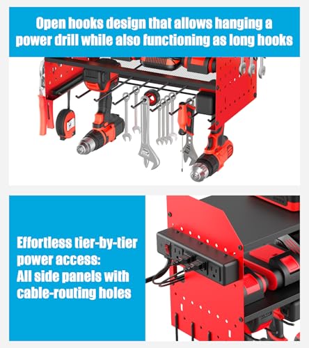 CCCEI Red Modular Power Tool Wall Organizer with Charging Station - 1 Pack