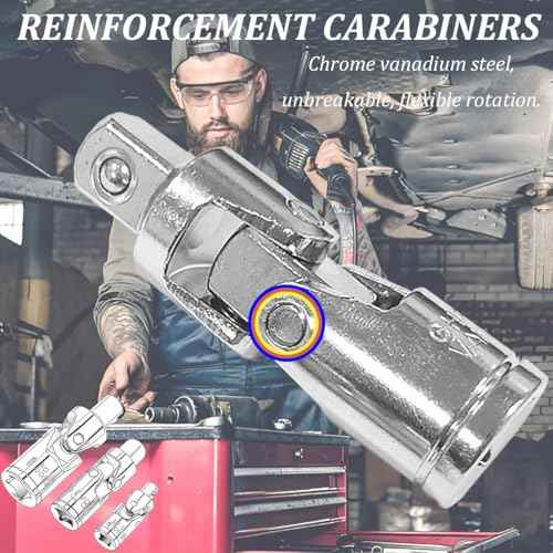 3PCS Swivel Socket Set (1/4", 3/8", 1/2"), 360¡Æ Rotating Chrome-Plated Steel Adapters for Wrenches, Automotive Repair & DIY, Universal Fit Anti-Slip Heavy-Duty Mechanics Tool Kit