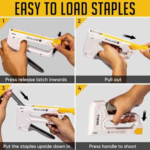 SHALL Light Duty Staple Gun for Wood - White Upholstery Staple Gun with 1600pcs JT21 Staples 1/4, 5/16, 3/8 inch and Staple Remover - Fabric Stapler Gun for Crafts, DIY, Decoration