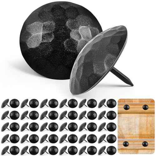 50 Pcs Large Iron Clavos Decorative Nails Iron Antique Clavos Fasteners Ornamental Rustic Accent for Wood Doors, Shutters, Faux Wood Beams, Gates and Furniture (1.5 Inch,Black)