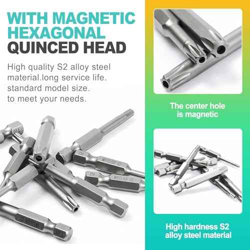 11-Piece 3-Inch Long Security Torx Bit Set, Magnetic Tamper-Proof Screwdriver Bits, S2 Steel, 1/4 Hex Shank, Torx Driver Set for Impact Drivers & Drills, Professional Grade