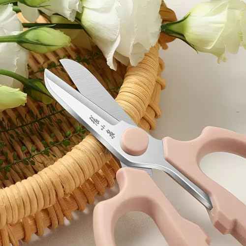 Professional Floral Scissors & Garden Shears - 3.38mm Stainless Steel, Ergonomic Wide Grip for Cutting Fresh Flowers, Florist Supplies, Pruning & Trimming (PINK)