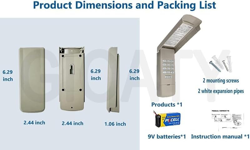 GIOATY Gray Wireless Garage Door Keypad for Liftmaster & Chamberlain Openers