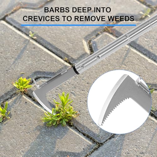 BARAYSTUS Adjustable Stainless Steel Long Handle Crack Weeder - 25.6/41/55 Inches