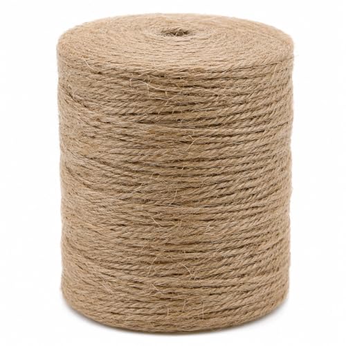 KINGLAKE Natural Jute Twine String Brown 2mm x 656 Feet for Crafts Gift Wrapping Garden