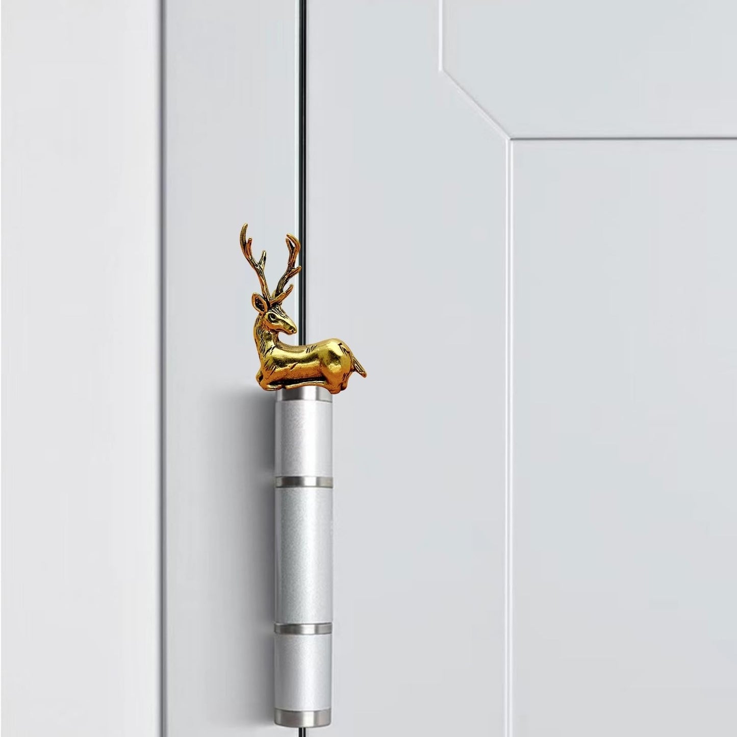 Brass Spotted Deer Door Hinge Heads Decorative Topper Metal Animal Ornaments Cute Magnetic Hinge Heads Figurines