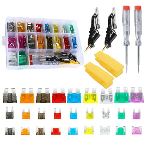 Tioollev 306PCS Car Fuses Assortment Kit with Fuse Pullers & Circuit Testers - Standard, Mini & Low Profile Blades for Auto, Truck & RV