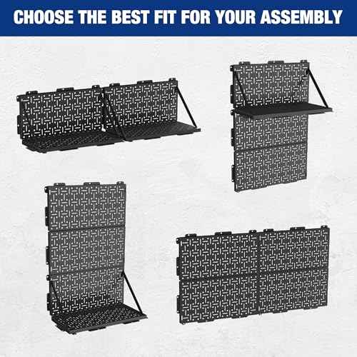 WORKPRO 16¡±x 16¡± Metal Peg Board, Foldable Black Pegboard for Wall Organization, Steel Panel with Round Holes & Vertical Slots, Ideal Tool Organizer in Office and Craft Room, 2 Pack