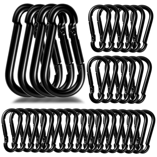 M8-3.15IN 50 Pack Heavy Duty Black Carabiner Clips for Swing, Camping & Outdoor