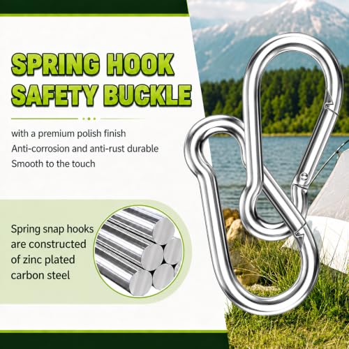 High-PQ 50PCS M5 Heavy Duty Spring Snap Hooks Carabiner Clips Silver