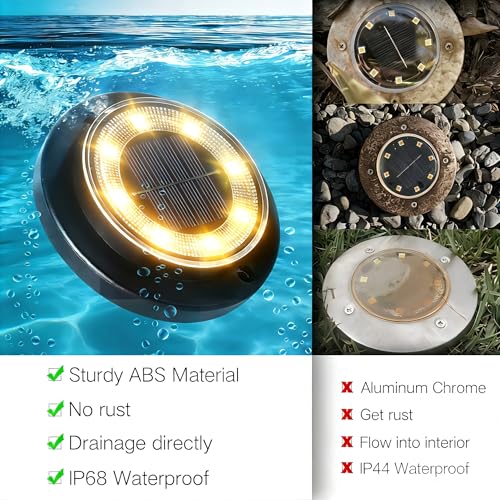 Solar Ground Lights Waterproof Outdoor 12 Pack Warm White 2-in-1