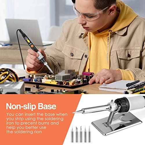 Electronics Soldering Iron Kit, 80W LCD Digital Soldering Gun with Thermostatic Adjustable Temperature Welding Iron, Fast Heating Design Solder Gun with ON-Off Switch, 5pcs Tips